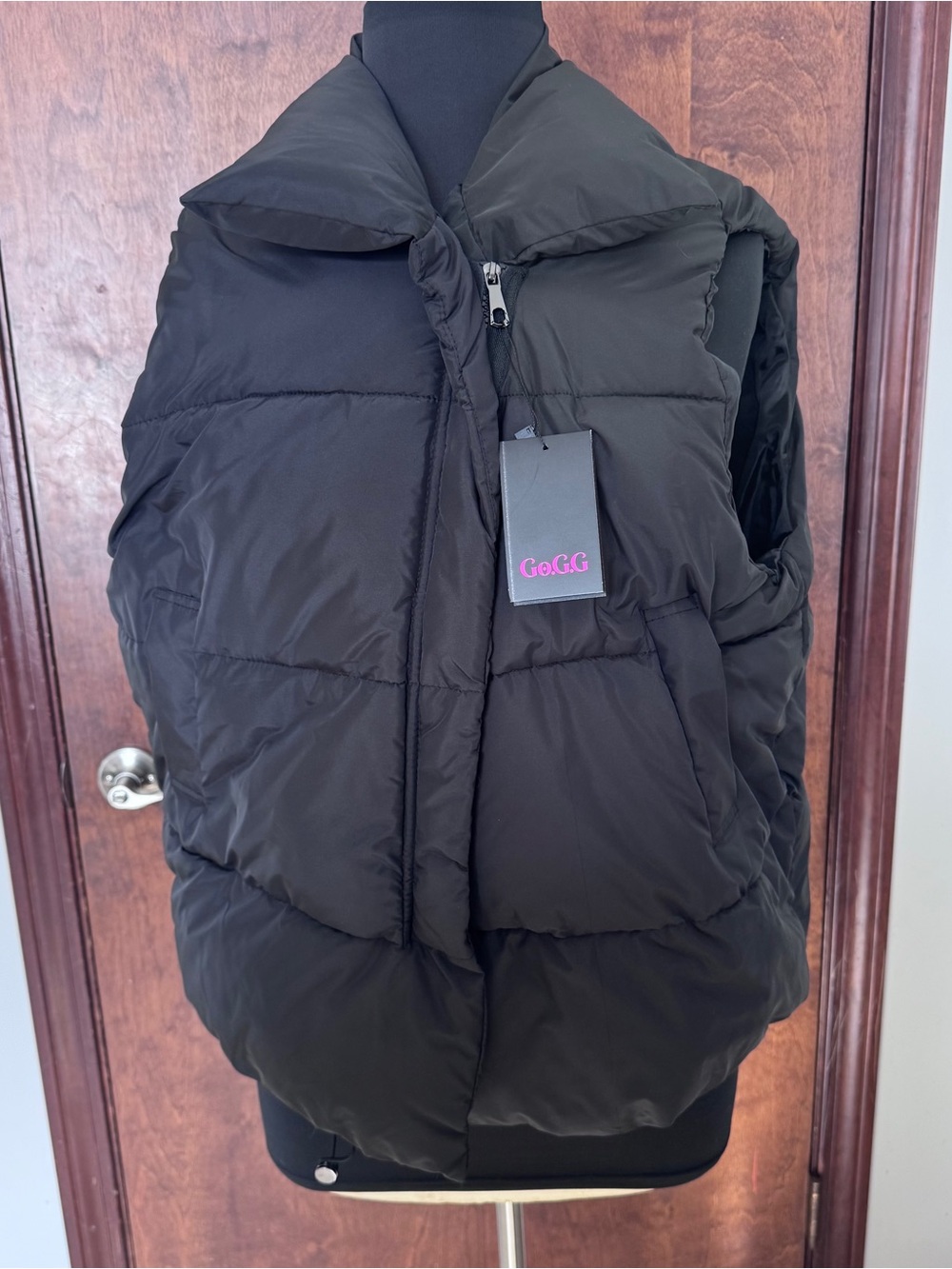 Black Quilted Puffer Vest for Women